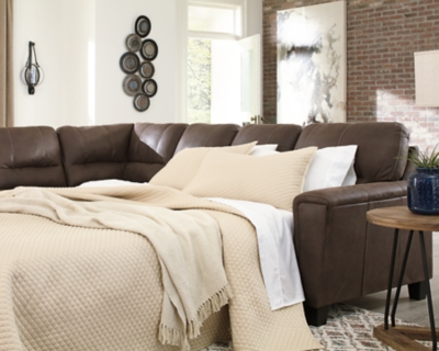 Navi 2-Piece Sleeper Sectional with Chaise, Chestnut, rollover
