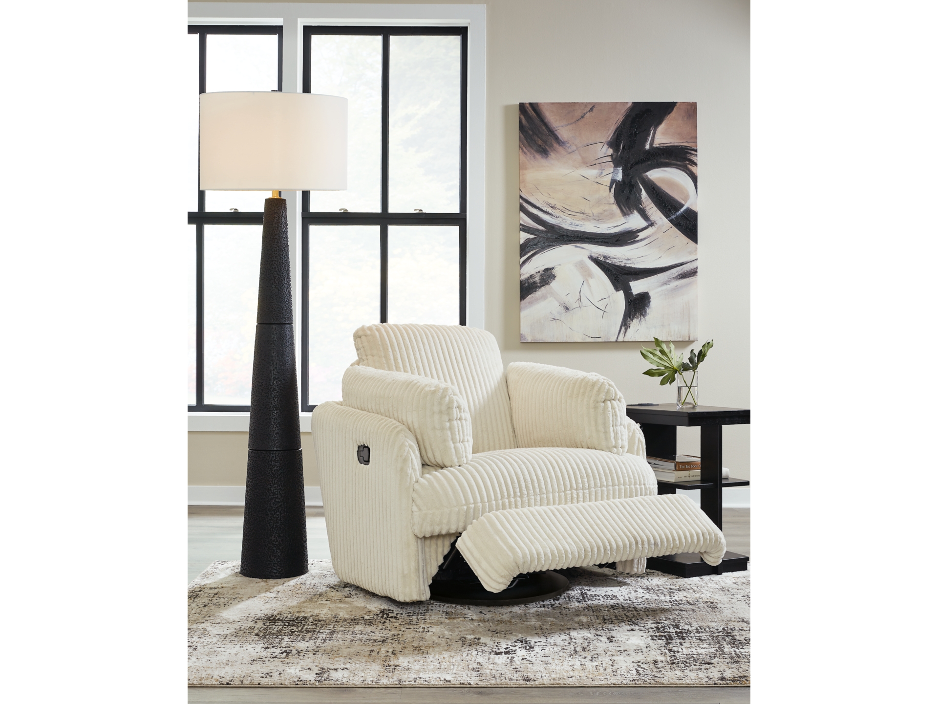 Image 1 of Lindyn Oversized Swivel Accent Chair-Manual Swivel Glider Recliner