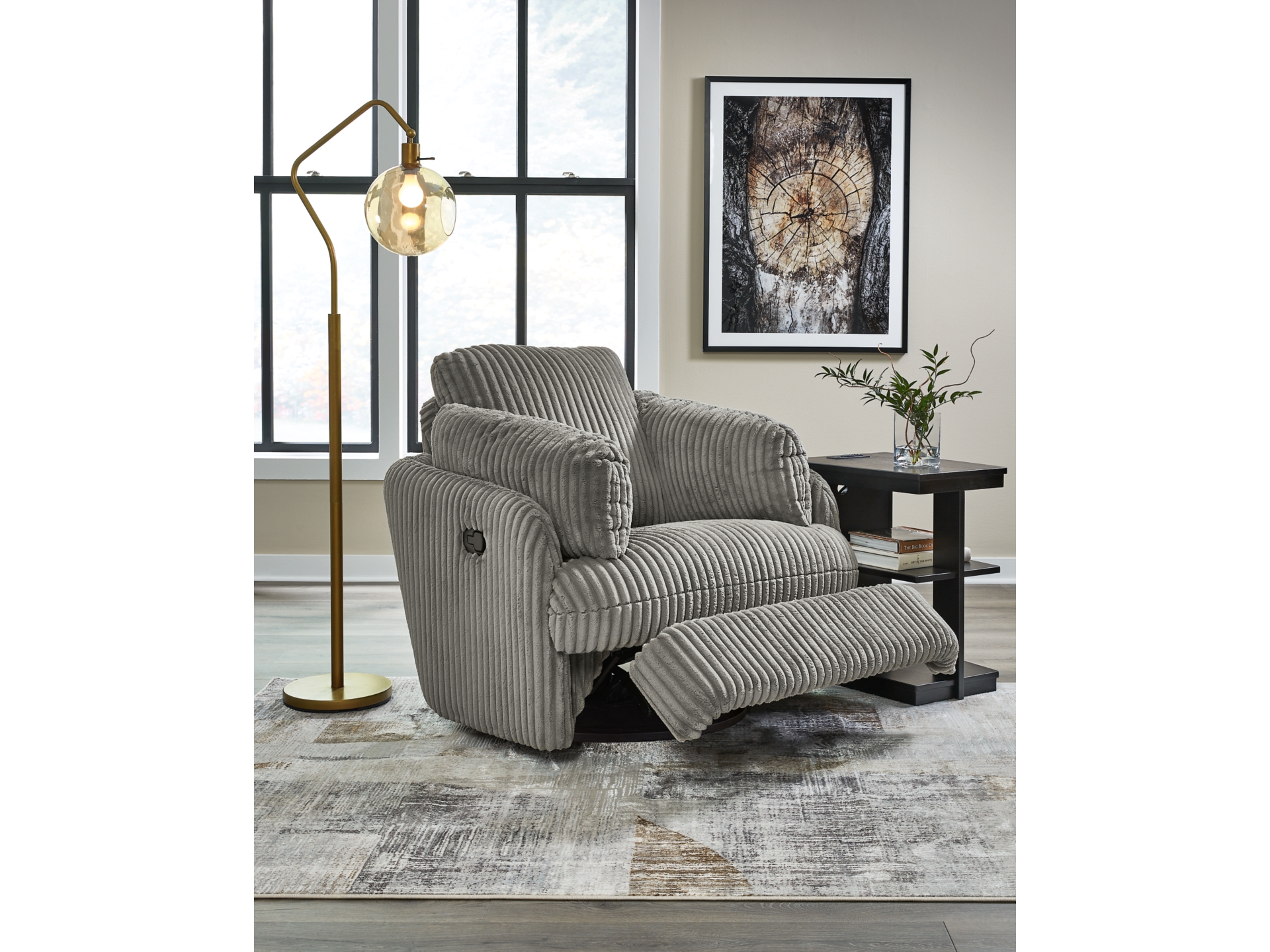 Image 2 of Lindyn Oversized Swivel Accent Chair-Manual Swivel Glider Recliner