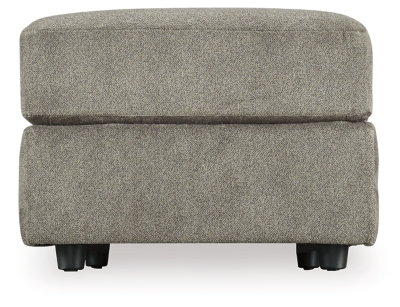 Flaunting a trendsetting silhouette, the Soletren oversized accent ottoman puts the contemporary in your contemporary home. Surface space is ample, giving you elongated plushness for foot relaxation. Microfiber fabric satisfies your need for a piece that feels as good as it looks.Corner-blocked frame | High-resiliency foam cushions wrapped in thick poly fiber | Polyester upholstery | Exposed feet with faux wood finish