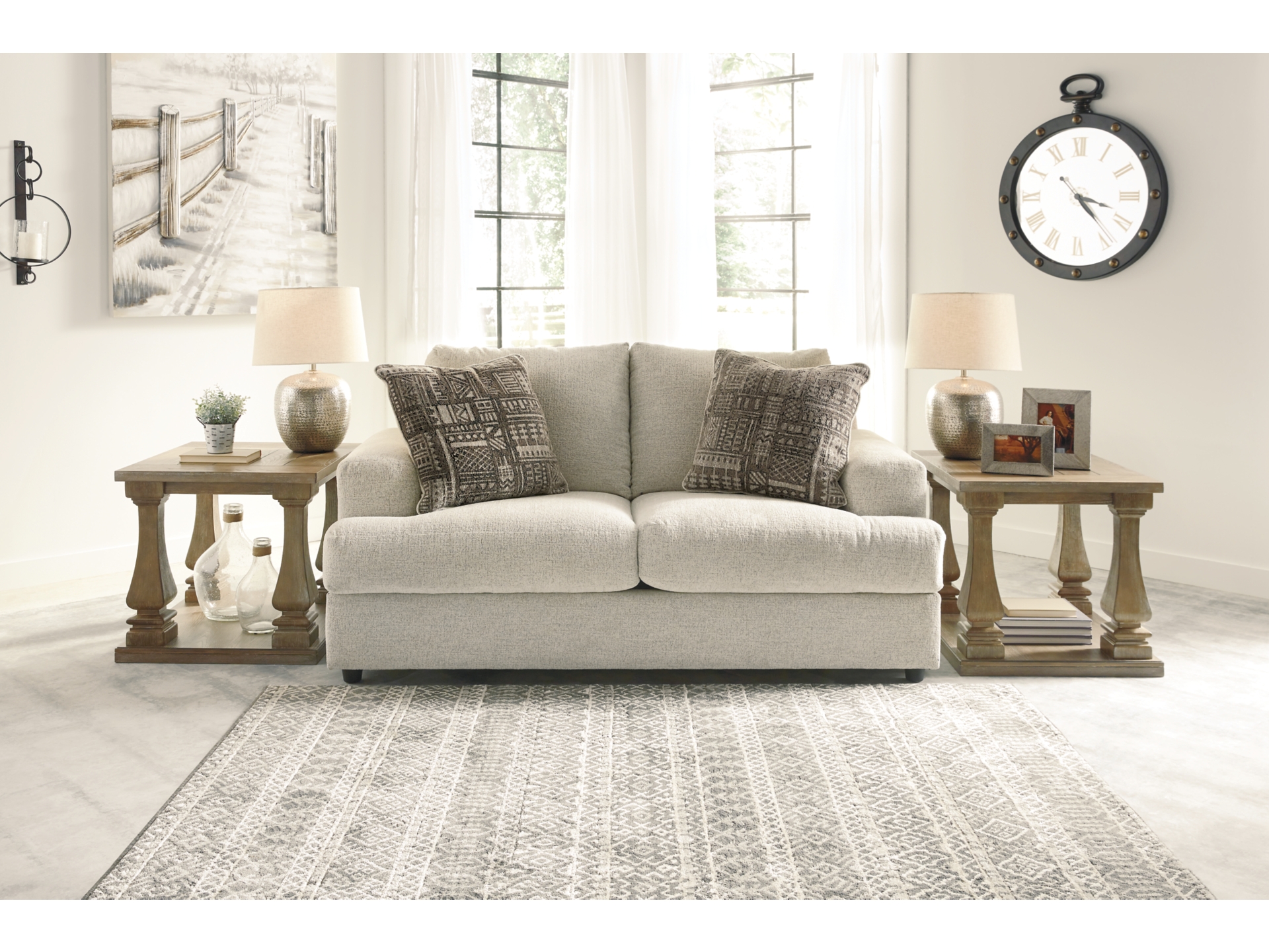Image 2 of Soletren Sofa, Loveseat, Chair Ottoman and Swivel Accent Chair Stone 