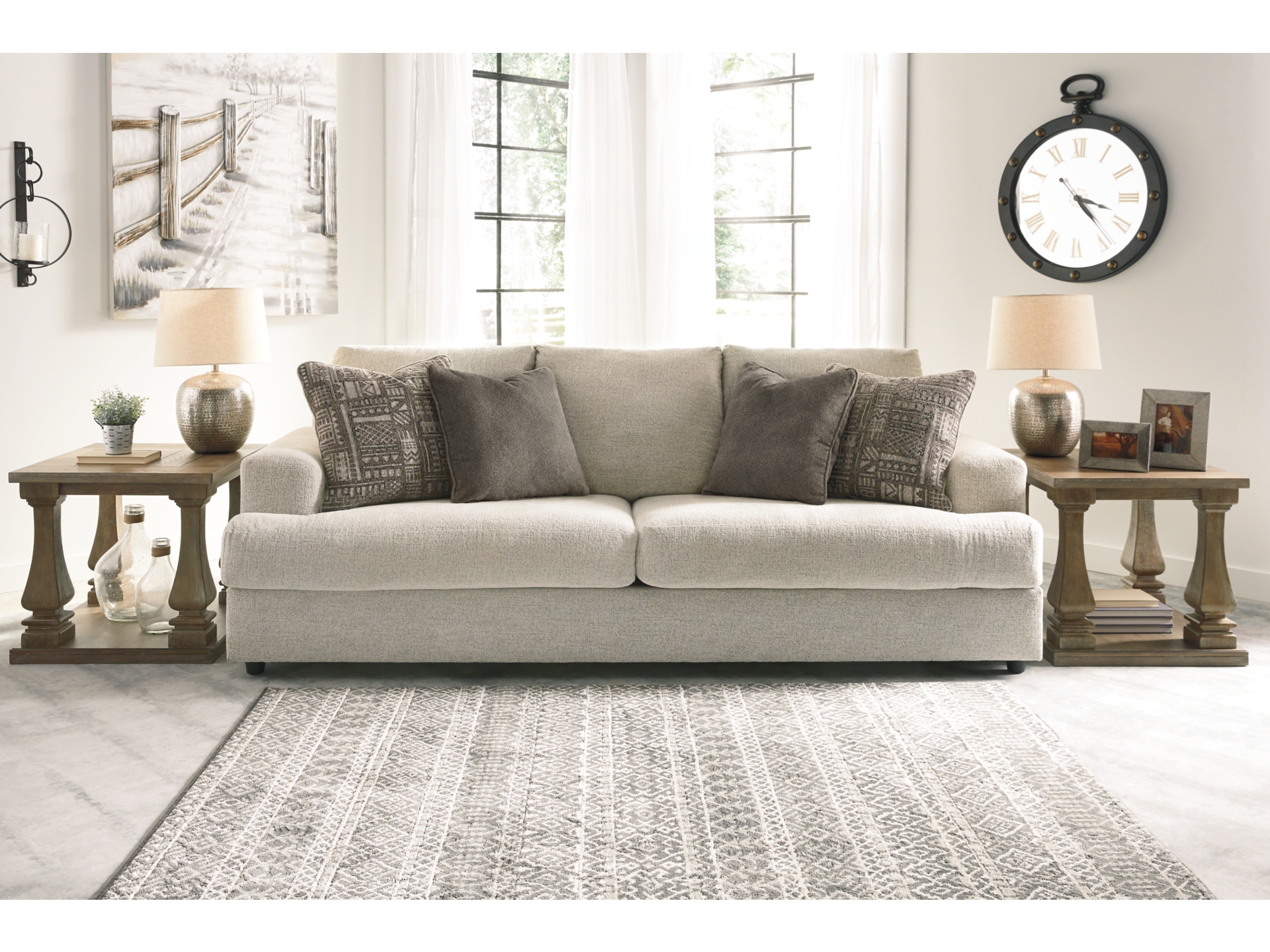 Image 1 of Soletren Sofa, Loveseat, Chair Ottoman and Swivel Accent Chair Stone 
