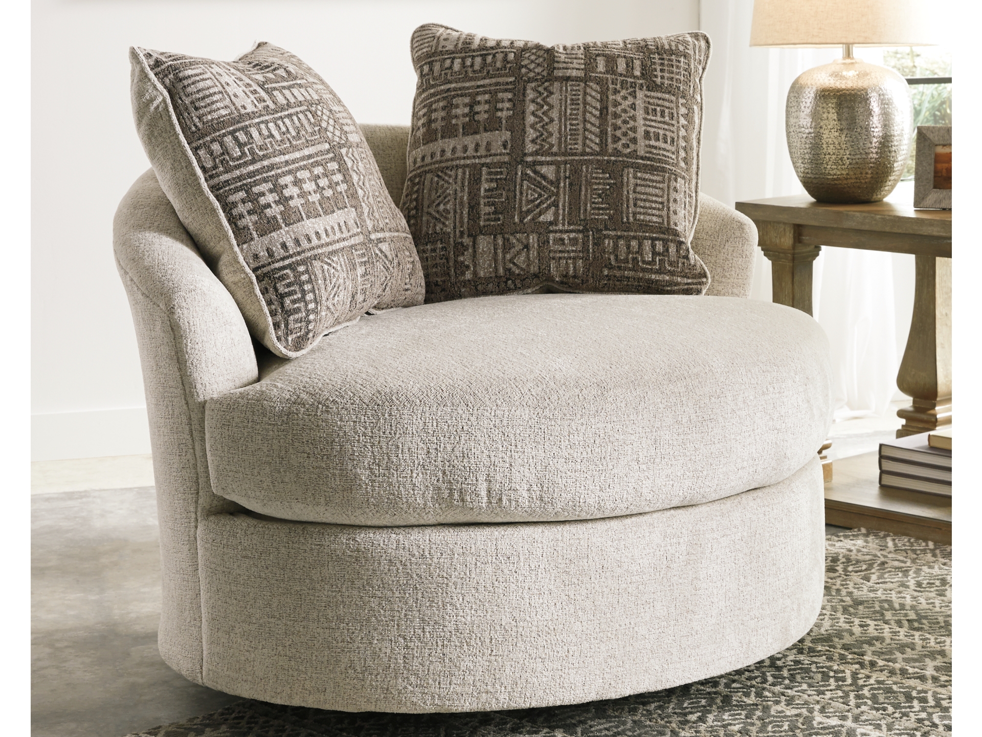 Soletren Swivel Accent Chair Stone 