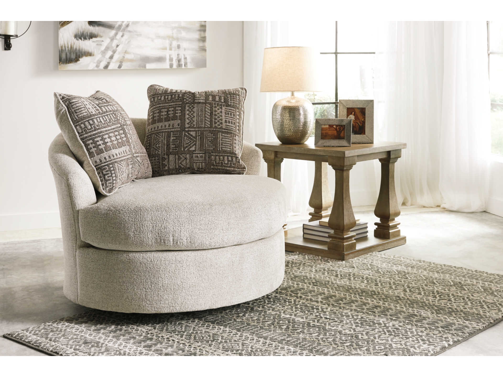 Image 1 of Soletren Swivel Accent Chair Stone 