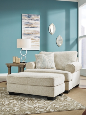 Blue oversized discount chair with ottoman