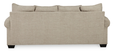 The Zarina sofa sleeper lets you make a high-style statement at a comfortably affordable price. Richly traditional roll arms are given a modern punch care of oversized nailhead trim in a black nickel-tone finish. Linen-weave upholstery in fresh and clean sandstone beige is complemented with designer pillows that add texture and sophistication. Pull-out queen mattress in quality memory foam comfortably accommodates overnight guests.Corner-blocked frame | Attached back and loose seat cushions | High-resiliency foam cushions wrapped in thick poly fiber | 5 toss pillows included | Pillows with soft polyfill | Polyester upholstery; polyester and polyester/chenille pillows | Black nickel-tone nailhead trim | Exposed feet with faux wood finish | Included bi-fold queen memory foam mattress sits atop a supportive steel frame | Memory foam provides better airflow for a cooler night’s sleep | Memory foam encased in damask ticking