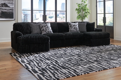 Midnight-Madness 3-Piece Sectional with Chaise, Onyx, rollover