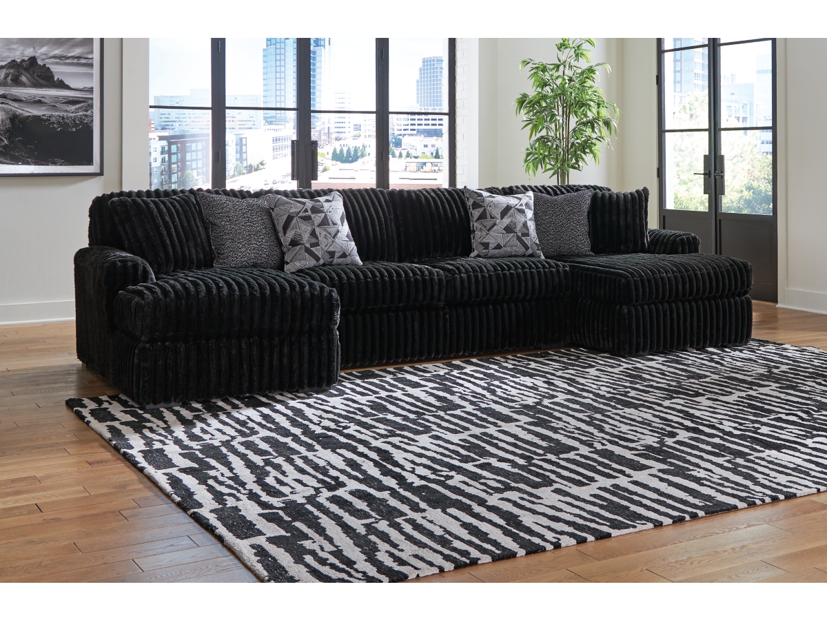 Midnight-Madness 3 Piece Sectional - Onyx