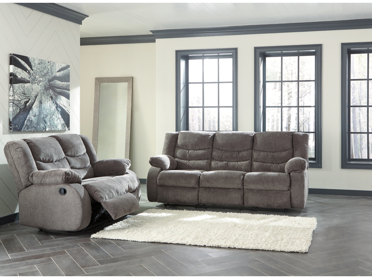 Gray reclining shop sofa