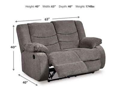 Tulen Reclining Loveseat, Gray, large