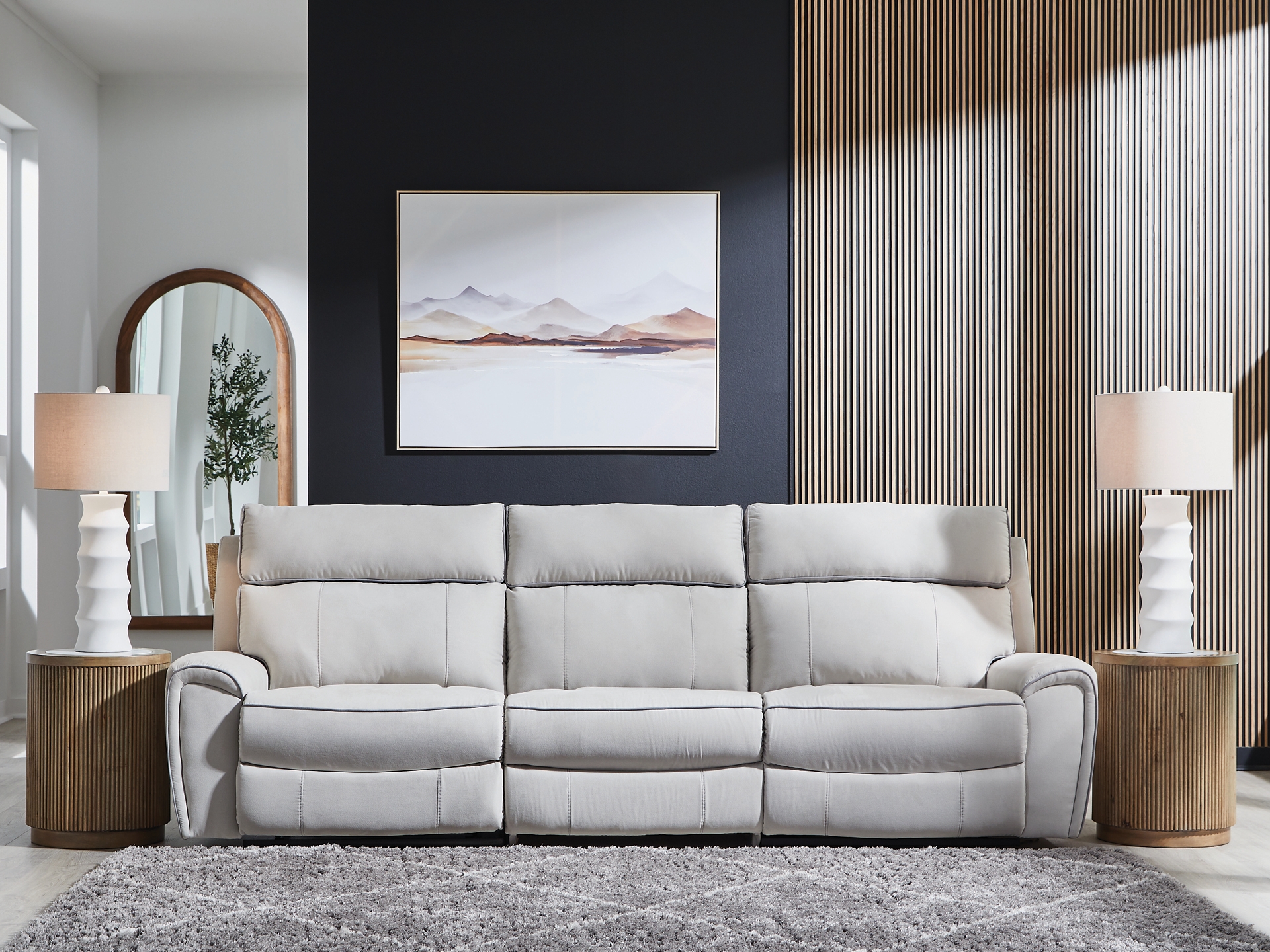 Grafton Pike 3-Piece Dual Power Reclining Modular Sofa-loveseat Pearl/Ash 