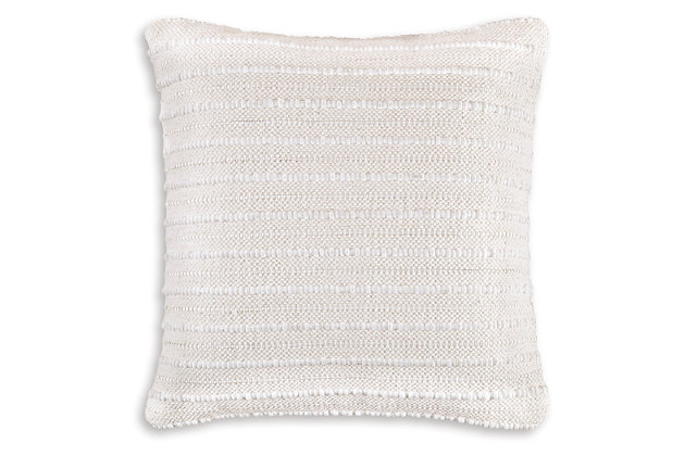Delighting with handwoven details, the exceptionally versatile Theban accent pillow in cream is truly a dream. Removable, zippered cover makes cleaning a breeze.Cotton/polyester cover | Zipper closure | Soft polyfill | Imported | Spot clean only