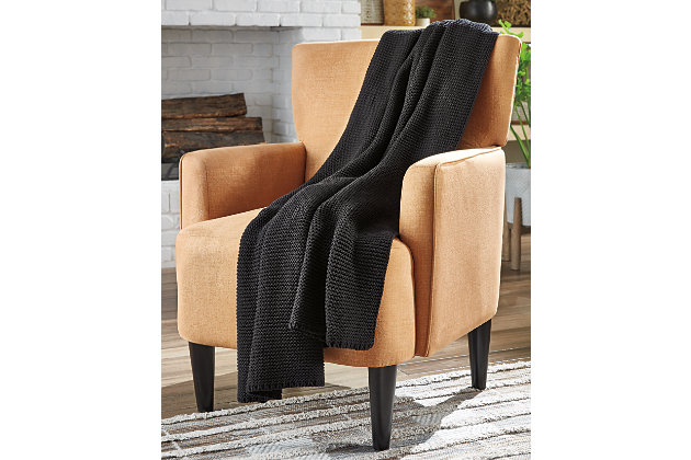 For classic comfort, toss the Eleta ribbed throw into your space. Like wrapping up inside a giant sweater, this knit blanket will bring you and your room coziness and style.Made of ribbed cotton | Spot clean only | Imported