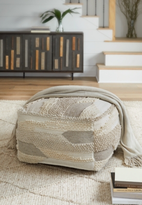 A1000589 Cartlow Pouf, Cream/Beige/Gray sku A1000589