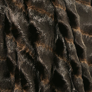 Soft, subtle and sensational, the Jessen faux fur throw is easy on the eyes and body. A dreamy addition to your reading nook or napping chair.Machine woven | Faux fur in black, brown | Acrylic, modacrylic and polyester | Dry clean only | Imported