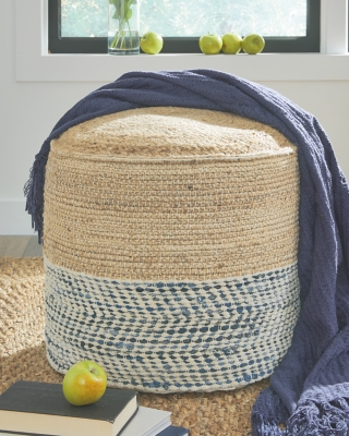 Matson Pouf, Natural/Blue