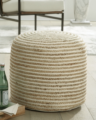 A1000810 Aildon Pouf, Natural/White sku A1000810