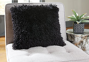 If you’re looking for cozy texture and retro-cool flair, the Jasmen accent pillow takes you back in black in style. Rest assured, its fab shag front feels every bit as wonderful as it looks.Polyester cover | Soft polyfill | Zipper closure | Imported | Spot clean only