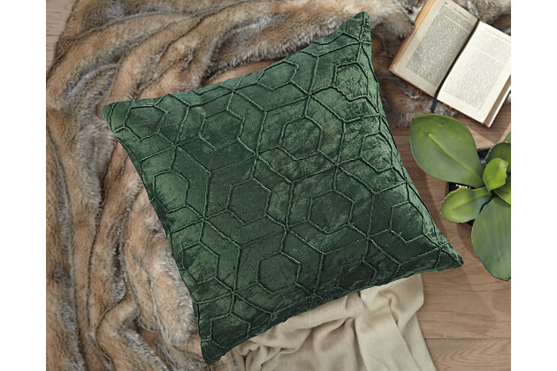 A feast for the senses. Sporting a chic hexagon design, the Ditman throw pillow brings fashionable flair and comfort anywhere you please.Viscose/cotton front; cotton back | Zipper closure | Soft polyfill | Spot clean only | Imported
