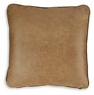 In bomber-jacket brown this faux leather pillow conveys the easy poise of urban cool. Toss the Cortnie pillow in your living room or bedroom and add an air of nonchalant success to your home.Polyester cover | Welted edge construction | Zipper closure | Soft polyfill | Spot clean only | Imported