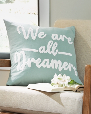 Dreamers Pillow, Light Green/White