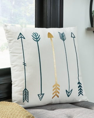 Gyldan Pillow, White/Teal/Gold