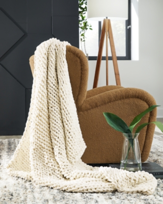 Chaddon Throw, Ivory, rollover