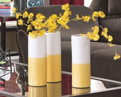 Dalal Vase (Set of 3), Yellow/White, large