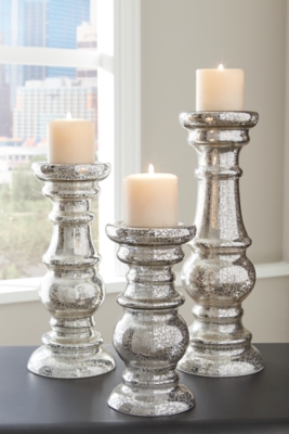 Rosario Candle Holder (Set of 3), Silver Finish
