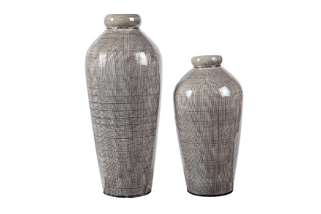Richly glazed ceramic vase makes such a striking centerpiece. Simply beautiful shape and earthy, organic tones complement your naturally beautiful sense of style.Made of ceramic | Glazed finish | Clean with a soft, dry cloth