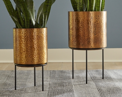 A2000407 Donisha Planter (Set of 2), Antique Brass Finish sku A2000407