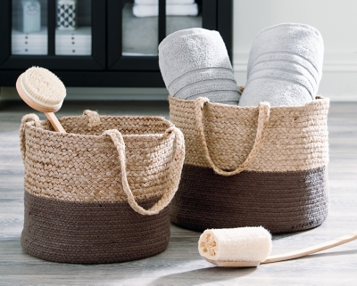 A2000436 Parrish Basket (Set of 2), Natural/Charcoal sku A2000436