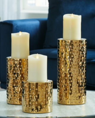 A2000461 Marisa Candle Holder (Set of 3), Gold Finish sku A2000461