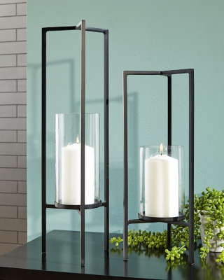 Ginette Candle Holder (Set of 2), Black