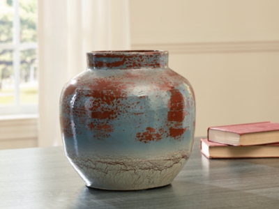 Turkingsly Vase, Spice/Teal/Antique White