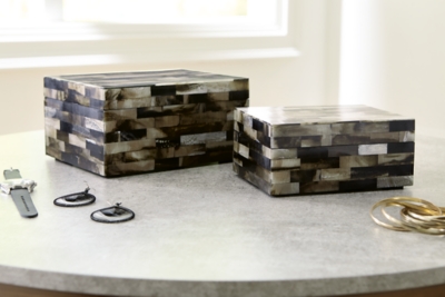 Ellford Box (Set of 2), Black/Brown/Cream