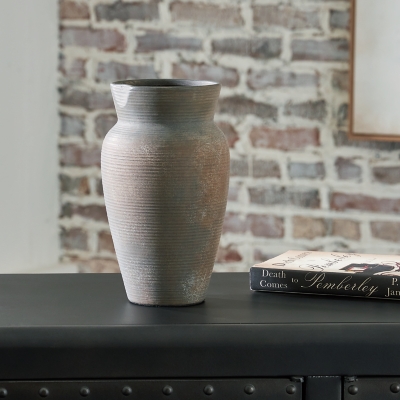 Brickmen Vase, Antique Gray