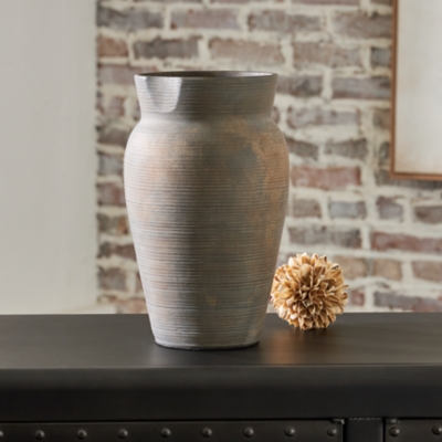 Brickmen Vase, Antique Gray