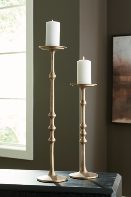 Larwick Candle Holder (Set of 2), Antique Brass Finish