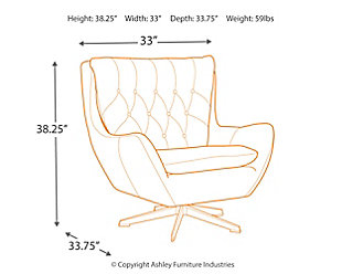 Velburg accent chair exudes laidback comfort with swagger. Wingback silhouette with supportive tufted back has a rugged cool vibe. Distressed brown fabric boasts the look of supple leather. Flaunt your dapper style all around with 360-degree swivel.Attached back and loose seat cushions | High-resiliency foam cushions wrapped in thick poly fiber | Polyester upholstery | Metal swivel base; 360-degree swivel | Excluded from promotional discounts and coupons | Estimated Assembly Time: 15 Minutes