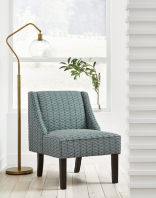 Janesley Accent Chair, Teal/Cream