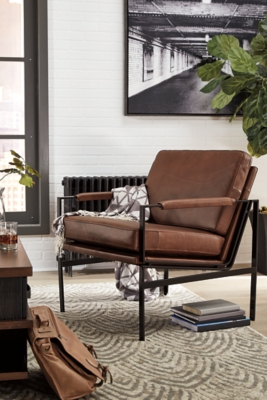 Puckman Accent Chair, Brown/Silver Finish, rollover