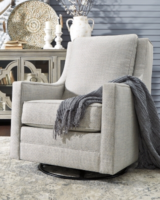 Kambria Swivel Glider Accent Chair, Frost, large