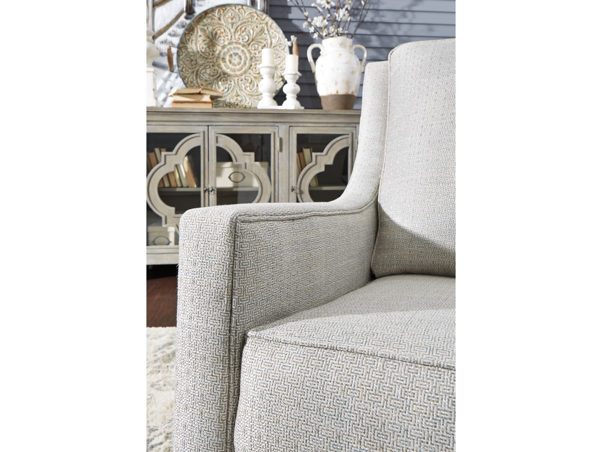 Image 1 of Kambria Swivel Glider Accent Chair Frost 