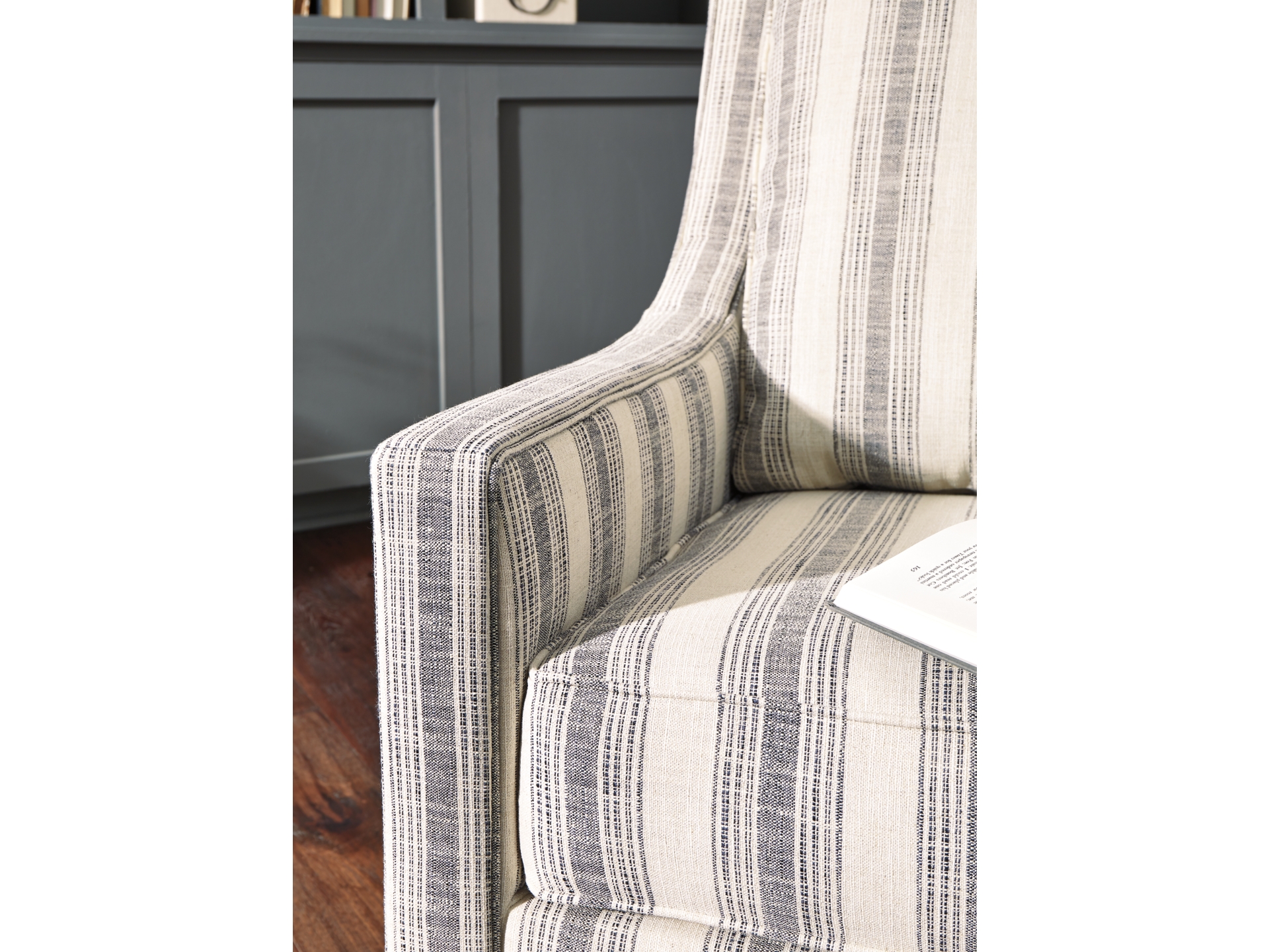 Image 1 of Kambria Swivel Glider Accent Chair Ivory/Black 