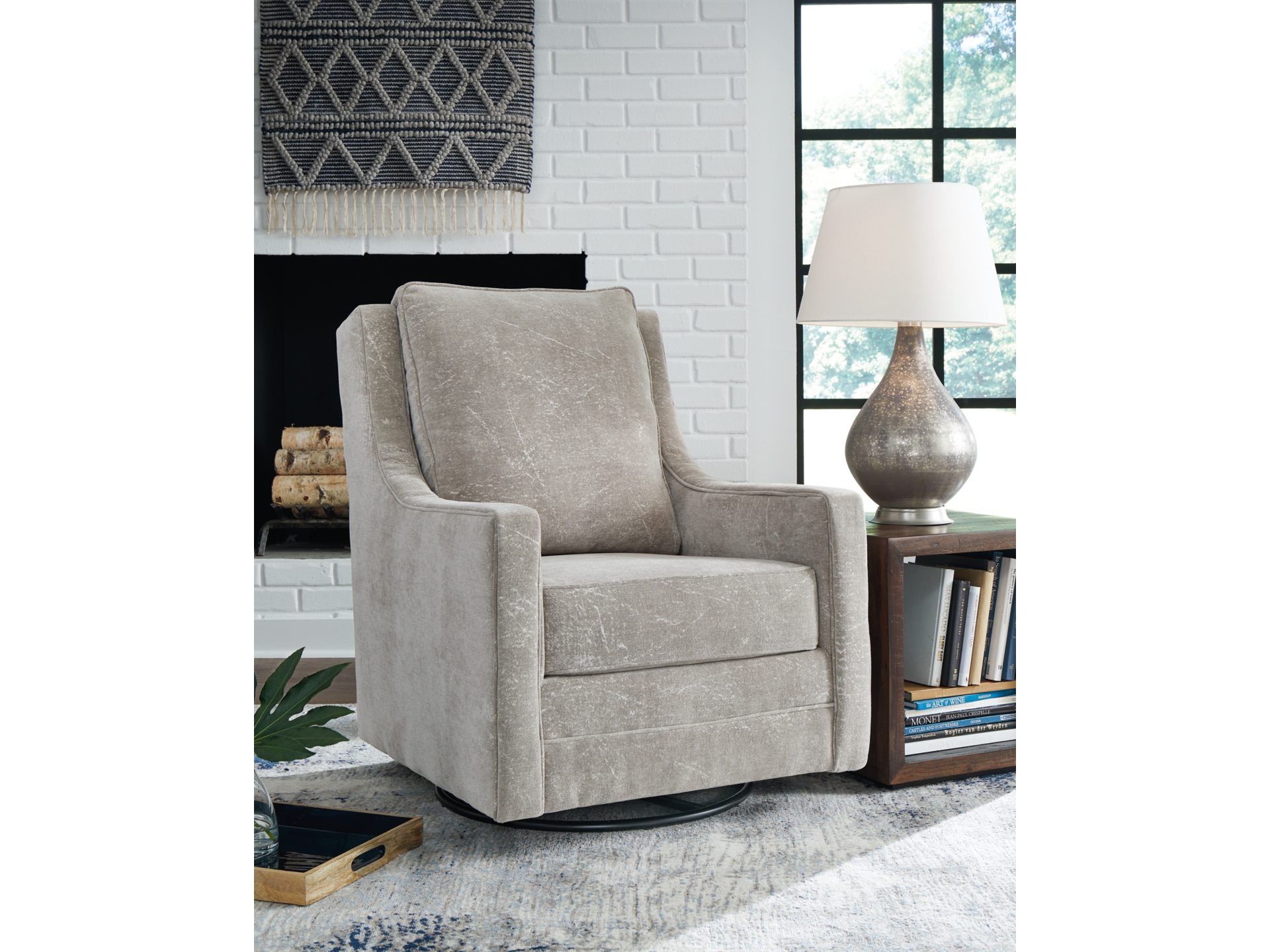 Kambria Swivel Glider Accent Chair Pebble 