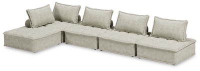 Be bold with a modern take on seating. The Bales accent chair set has an armless design and carries a checkered taupe upholstery neutral enough to fit in any style while elevating it at the same time. Thanks to its modular design, making the transformation from sectional to conversation pit is practically effortless.Includes 5 modular accent chairs | Polyester upholstery | Pillow and bolster with non-slip decking | Seat cushion with non-slip feet | Assembly required | Estimated Assembly Time: 75 Minutes