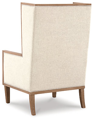 Make it cozy in the transitional way with the Avila chair. Upholstered in beige linen-colored fabric with attached back and seat cushion, lumbar pillow and show wood frame in light brown finish, this seat welcomes comfort.Polyester upholstery | Attached back and seat cushion | Wood frame | Easy assembly | Estimated Assembly Time: 15 Minutes