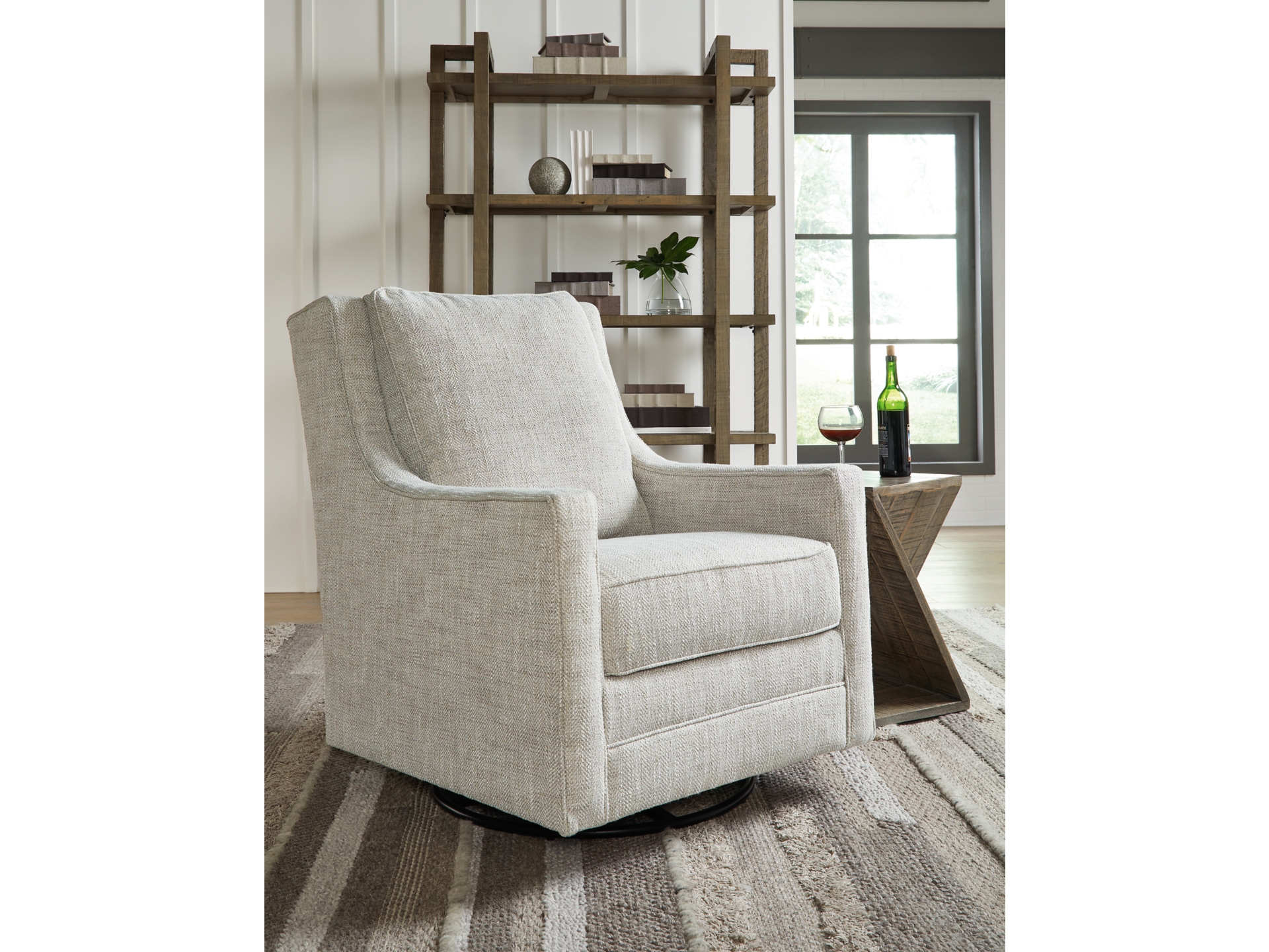 Kambria Swivel Glider Accent Chair Fog 