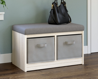 Blariden Storage Bench, Gray/Natural